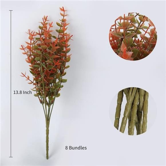 8 Bundles Artificial Fall Flowers No Fade Faux Autumn Plants,Fake Indoor Outdoor - Picture 3 of 6